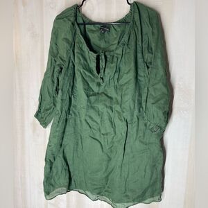 Banana Republic eucalyptus green shift raglan dress, pockets, size XS scoop neck
